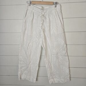 Joie 100% Linen White Print Pants